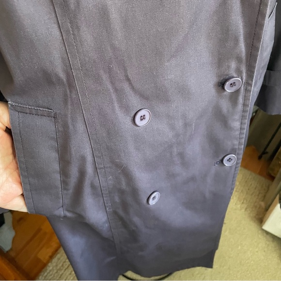 London Fog Vintage Women Double Breasted Belted Purple Trench Rain Coat Size 16P - Picture 8 of 12